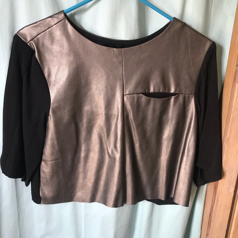 Structured faux leather crop top